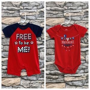 Patriotic 4th of July Stars Stripes Playsuit Bodysuit Onesie Romper Jumper Baby